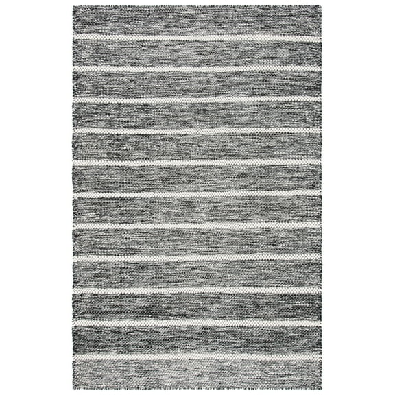 SAFAVIEH Vermont Zachariah Striped Area Rug, Black/Ivory, 5' x 8'