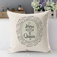 thumbnail image 4 of Here Sits The Queen Decorative Pillow Case Crown Heart Bowknot Flowers Wreaths Leafs Throw Pillow Cover Home Decor Cotton Linen Square Cushion Cover for Couch Bed Sofa 16X16 Inch, 4 of 5