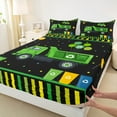 thumbnail image 3 of Castle Fairy Garbage Truck 4-Piece Full Size Sheets,Black Green Bed Sheets,Polka Dots Lightweight Sheet Sets,Geometric Stripes Bedroom Decor, 3 of 7