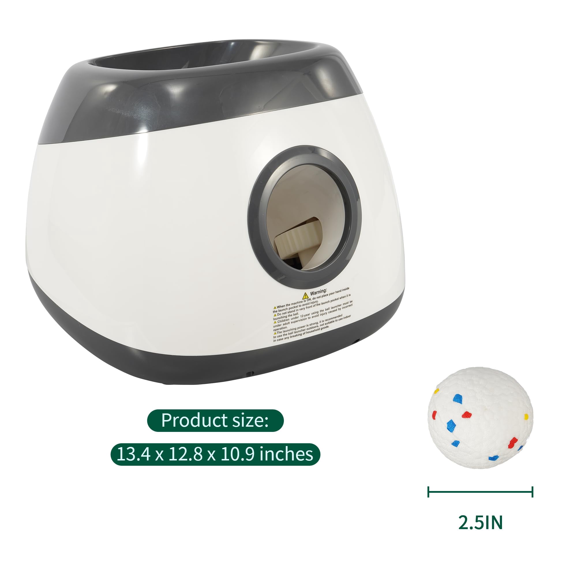 GIANNA Automatic Dog Ball Launcher – Interactive Indoor/Outdoor Dog Toy with 3 Distance Settings, Includes 3 Tennis Balls & Charging Cable, Ideal for Small & Medium Dogs, Grey, Large