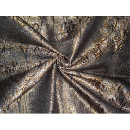 Heavy Silk Brocade Fabric Black, Blue X Copper Color 36" WIDE BRO511[1]