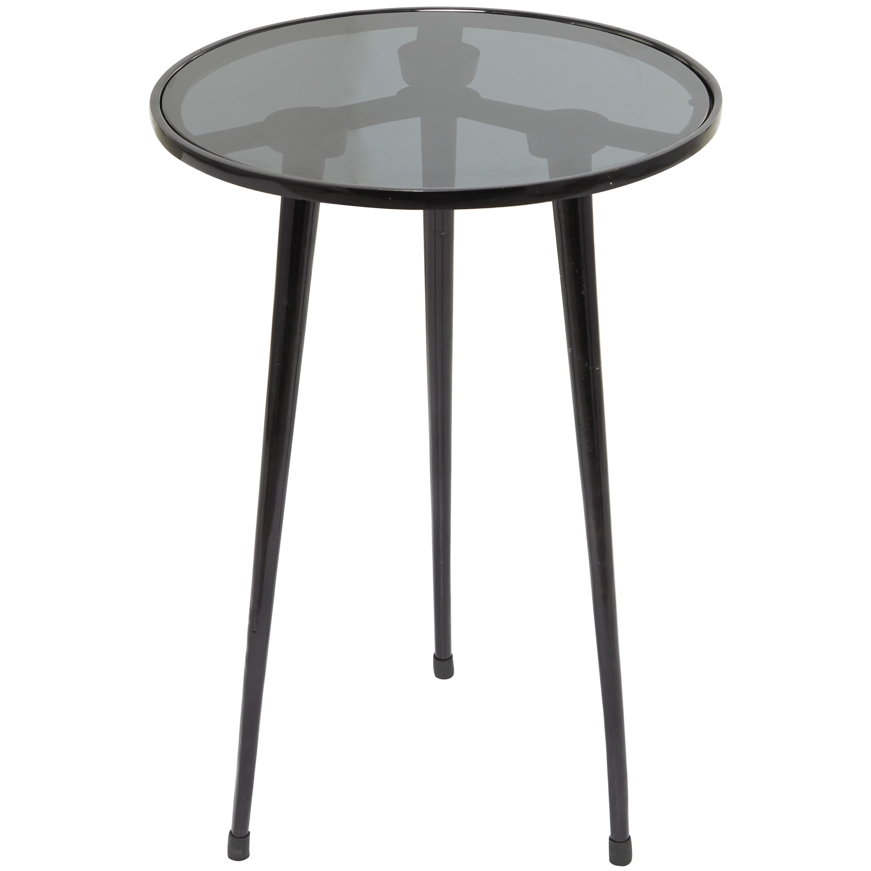 DecMode 15" x 22" Black Aluminum Tripod Legs Accent Table with Shaded Glass Top, 1-Piece