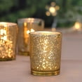 thumbnail image 3 of Gold Tea Lights Candles Holders for Wedding Centerpieces, Votive Candle Holders for Party Home Wedding Shower Decorations, Table - Mercury Glass Votives, 24Pcs, 3 of 9