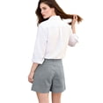thumbnail image 4 of Women's Pleated Cotton Linen Shorts, High Rise Casual Summer Shorts with Rear Pockets, Soft Breathable Tailored Bottoms, 4 of 7