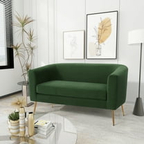 Noble House Modern Velvet Loveseat for Living Room 2 Seater, Forest Green