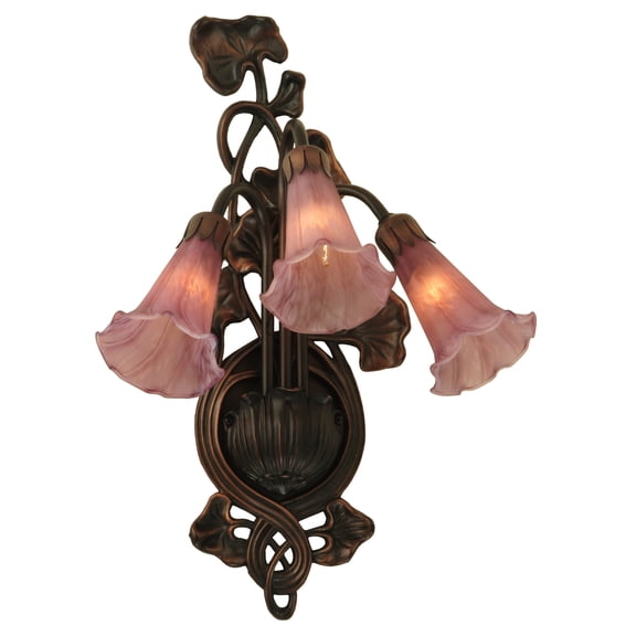 Meyda 10.5"W Lavender Pond Lily 3 Lt Wall Sconce