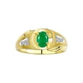 thumbnail image 1 of RYLOS Men's Rings Yellow Gold Plated Silver Rings Classic Designer Style 8X6MM Oval Gemstone & Diamond Ring Emerald May Birthstone Rings For Men  Size 9, 1 of 7