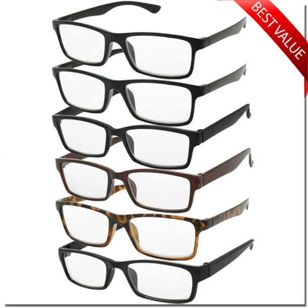Reading Glasses Mens Womens 6 Pack Unisex Readers Classic Good Quality