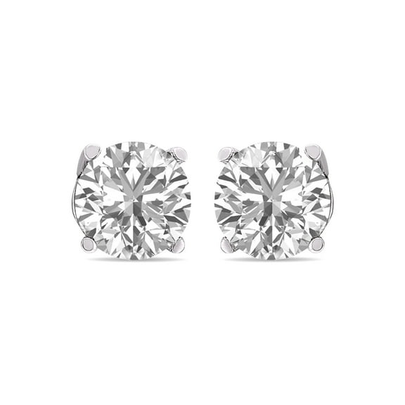 1.50 CTW Round Lab Grown Diamond Solitaire Stud Earrings with Basket Setting Screwbacks in 14K White Gold (E-F, VS1-VS2)