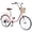 Pink, variant on 22 Inch Girls Bike with Basket, 7 Speed City Commuter Bicycle, Steel Step-Through Frame, Multiple Colors, Comfort Leather Saddle, Fit Teens & Women 4‘8"-5’4"