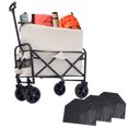 thumbnail image 2 of Heavy Duty Folding Wagon Cart with 3pc Liner Bags - Multi-Use Collapsible Utility Cart for Camping, Beach & Groceries (Cream), 2 of 10