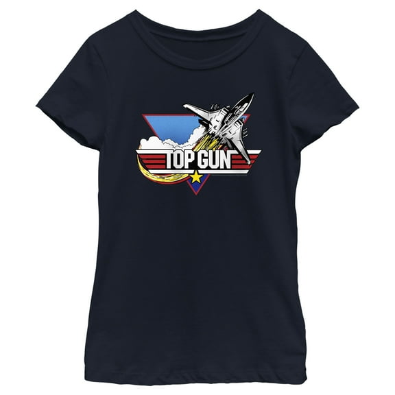 Girl's Top Gun Fighter Jet Logo  Graphic T-Shirt