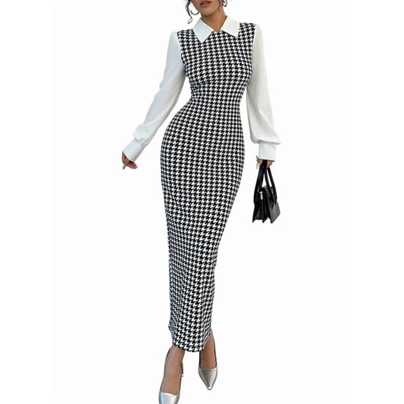 Women'S Slim Fit Waist Defining Midi Dress Fashion Two Piece Look Elegant Dress Gray S