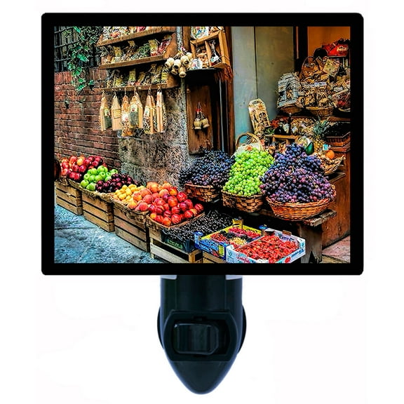 Night Light - Night Light Plus Extra Free Switchable Insert. 4 Watt Bulb, E12 Base. Italian Fruit Stand.