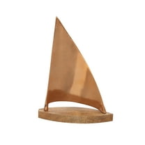 13" x 18" Brown Aluminum Sail Boat Sculpture, by DecMode