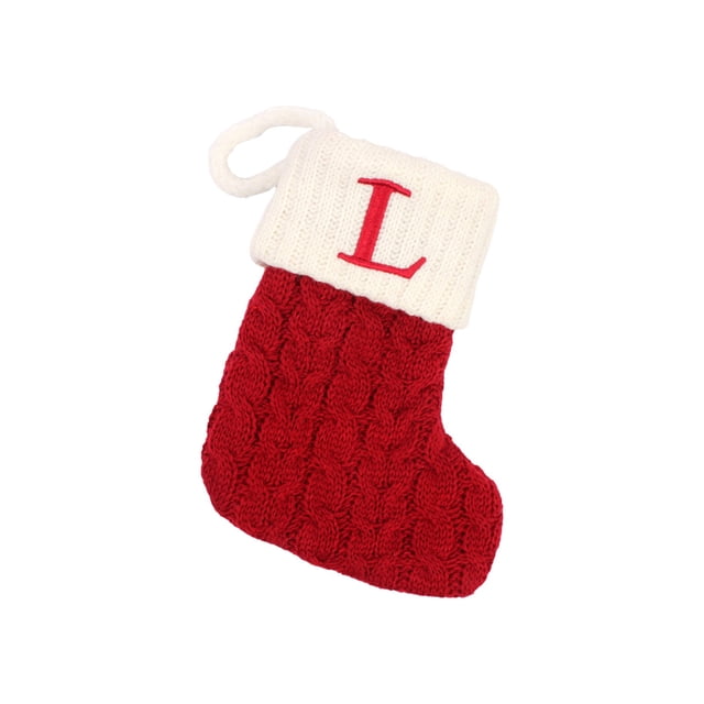 TIELUTT Bas de Noël avec Initiales Grandes Lettres Brodées Tricotées Rouges 12 Jours de Cartes de Chansons de Noël Flocons de Neige Acryliques Grandes Sucettes Décorations de Noël Ruban Lustre Flocons de Neige Perles