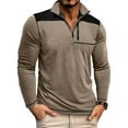 thumbnail image 2 of UVEASISHA Men's Casual Quarter Zip Pullover Long Sleeve Golf Collar T-Shirts Lightweight Slim Fit Fall Tops 2025 Fashion Color Block Workout Shirts Back to School Sales Today Khaki XL, 2 of 9
