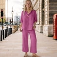 thumbnail image 5 of Mercatoo Cotton Linen Sets for Girls 2 Piece Button Blouse 𝐃ressy Tops and Wide Leg Pants Summer Shirts Teens Casual Beach Clothes, 5 of 9