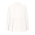 thumbnail image 4 of NAFUU Sweet Womens T-Shirts Solid Color Casual Relaxed Fashionable Long Sleeve V-Neck Button Down Blouse T-Shirts For Women，White, 4 of 5