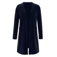 thumbnail image 2 of LEKODE Long Duster Cardigan Open Front Drape Fit Long Sleeve Dual Side Pockets Lightweight Office Layering Cover Up Navy 5XL, 2 of 8