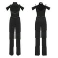 thumbnail image 1 of inlzdz Women's Rumba Latin Dance Rhinestones Sleeveless Tassel Jumpsuit Rompers Black S, 1 of 9