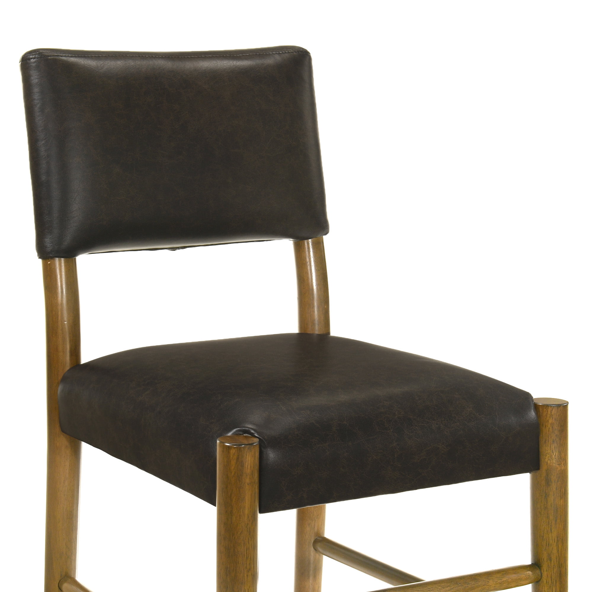 Bennet Modern Wood Dining Chair in Natural Finish with Brown Faux Leather Upholstered Seat - Set of 6