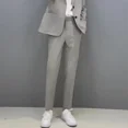 thumbnail image 3 of 9 Pantalones de traje masculino recortados con trenzas, pantalones de verano negros ajustados para hombre, nueva oferta de ropa, elegante formal 2024, estilo coreano, 3 of 5