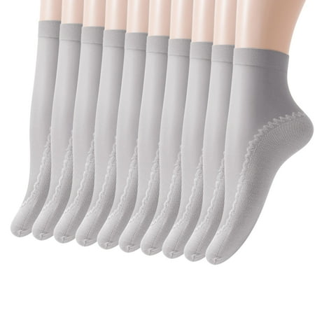 

GWAABD Extra Wide Socks 10 Pairs Women s Solid Patterned Cotton Bottom Non Slip Socks Breathable Socks Mid Socks