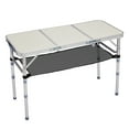 thumbnail image 2 of 3ft Portable Folding Camping Table, 3-Height Adjustable Aluminum Lightweight Picnic Patio Side Table w/Carry Handle for Outdoor Indoor Hiking BBQ Beach, White, 2 of 12