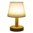 thumbnail image 1 of Lámpara de mesa USB de tela de madera maciza, luz de noche con atenuación remota, lámpara LED de ambiente para decoración de dormitorio, lámpara de escritorio portátil para dormitorio, oficina en cas, 1 of 9