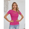 thumbnail image 5 of Womens Fashion Fall Clothes One Piece Cutout Tops short Sleeve Slim Fitted Shirts Tee Tshirts, 5 of 6