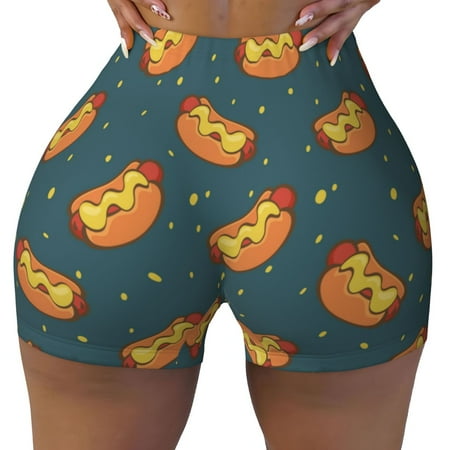 Workout Shorts Women  Hot Dog 6 Biker Shorts for Women Running Gym Spandex Shorts Tummy Control