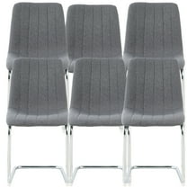 Sumdeal Modern Flannelette Simple Light Luxury Dining Chair with C-shape Metal Leg,Gray,Set of 6