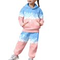 thumbnail image 3 of Kids Printed Hoodie Set - Pullover Hooded Sweatshirt & Matching Joggers, Fun & Comfy Casual Outfit for Boys & Girls Blue 120, 3 of 4