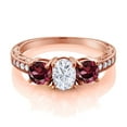thumbnail image 2 of Gem Stone King 18K Rose Gold Plated Silver Red Rhodolite Garnet Ring Set with Moissanite (2.22 Cttw) (Size 7), 2 of 4