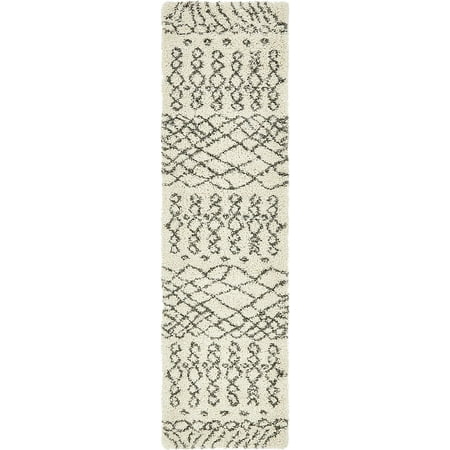 Taupe Kashan Rug - Unique Loom Geometric Rabat Shag Rug