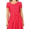 thumbnail image 5 of Women's Floral Lace Short Sleeve A-Line Formal Party Midi Dress, 5 of 6
