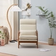 thumbnail image 2 of Indoor Leisure Arm Chair, Modern Linen Fabric Upholstered Accent Chair with Solid Wood Armrest & High Back, Single Sofa Lounge Reading Chair for Living Room Bedroom Office Studio, Off-White, 2 of 7