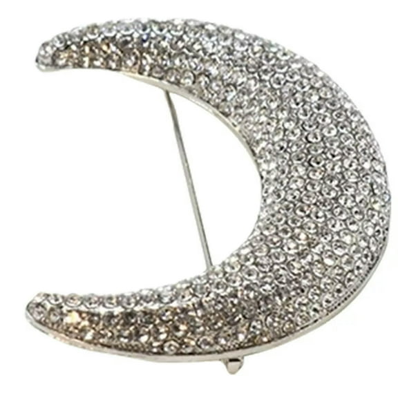 EOEMY Suit Jewelry Pin Moon Pin Fashionable Rhinestone Moon Brooch Women Clothes