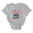 thumbnail image 5 of Zedker Easter Tops for Womens 2026 Spring Summer Casual Pullover Printed T-Shirt with Round Neck and Short Sleeves Gray L, 5 of 6