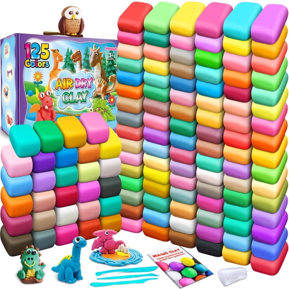 Pâte Autodurcissante 125 Couleurs, Pâte à Modeler pour Enfants, Pâte Magique de Modelage DIY, Cadeau pour Enfants