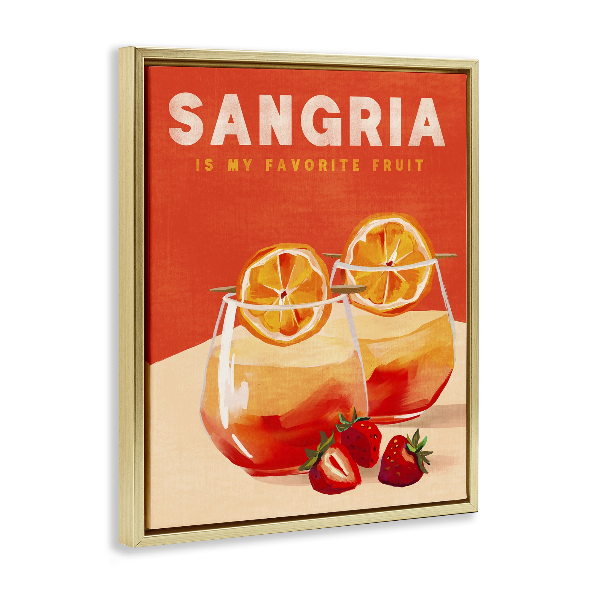 Stupell Industries Sangria Favorite Fruit Food & Beverage Painting Gold Floater Framed Canvas Art Print Wall Art, 17 x 21