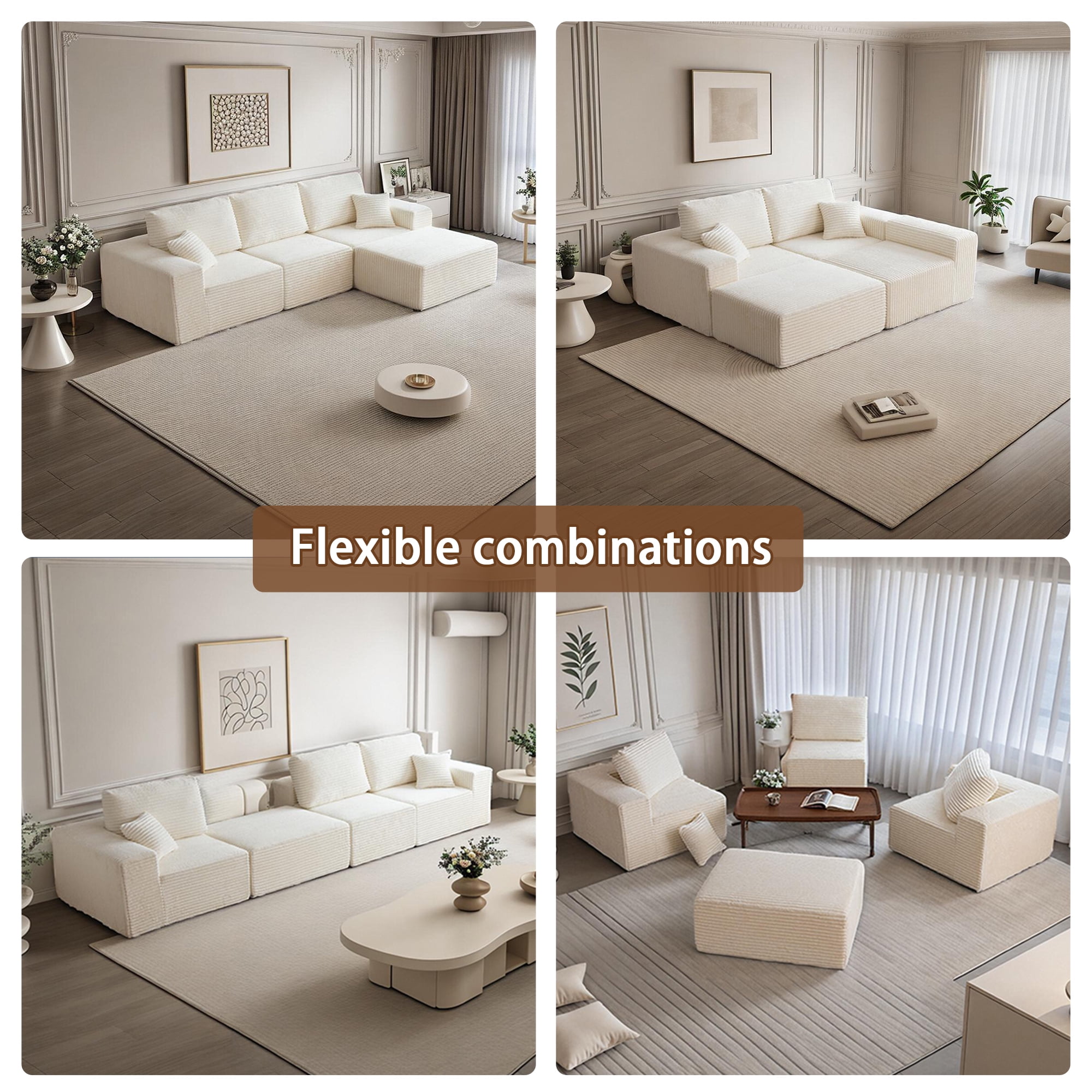 Boneless Cloud sofa, Small Sectional Loveseat Sofa with Memory Foam,No Assembly Required,Soft Corduroy Fabric,Compact Box Delivery for Apartments & Living Rooms