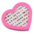 thumbnail image 3 of Pendientes de botón para mujer, pendientes de botón, pendientes de botón para mujer, color dorado, 36 pares de pendientes, pendientes de botón con forma de corazón, llave y flor., 3 of 5