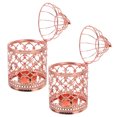 thumbnail image 1 of IDEANATEGRATE 2Ud Linternas Colgantes De Jaula Para Pájaros En Metal Rosa Dorado Con Soporte Para Vela Vintage, 1 of 6