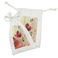 thumbnail image 2 of Flower Fabric Pouch Set of 2, Red Poppy Flower Grungy Paint Brush Effect Beige Floral Design Digital Art Print, Small Drawstring Bag for Toiletries Masks and Favors, 9" x 6", Multicolor, by Ambesonne, 2 of 2