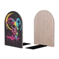 thumbnail image 2 of Naloa Neon Gothic Skull Moon 2 Pcs Bookend Large Capacity Office Book Ends for Home Office Library School Study Decoration, 2 of 8
