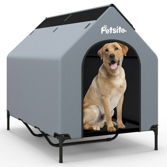 Infans 52" Elevated Dog House for Large Breeds Large Pet House w/ Ventilated Windows