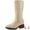 Beige, variant on Unique Bargains Round Toe Side Zip Low Chunky Heels Mid Calf Boots for Women Red 7.5