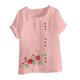thumbnail image 4 of Vestidos Casuales Para Mujer, Blusas De Mujer De Moda Blusa informal de lino con cuello redondo, manga corta y botones para mujer, 4 of 4